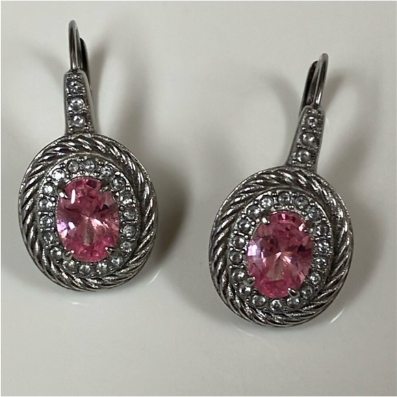 7/10     Avon stainless steel pink topaz lever back earrings - Picture 1 of 4